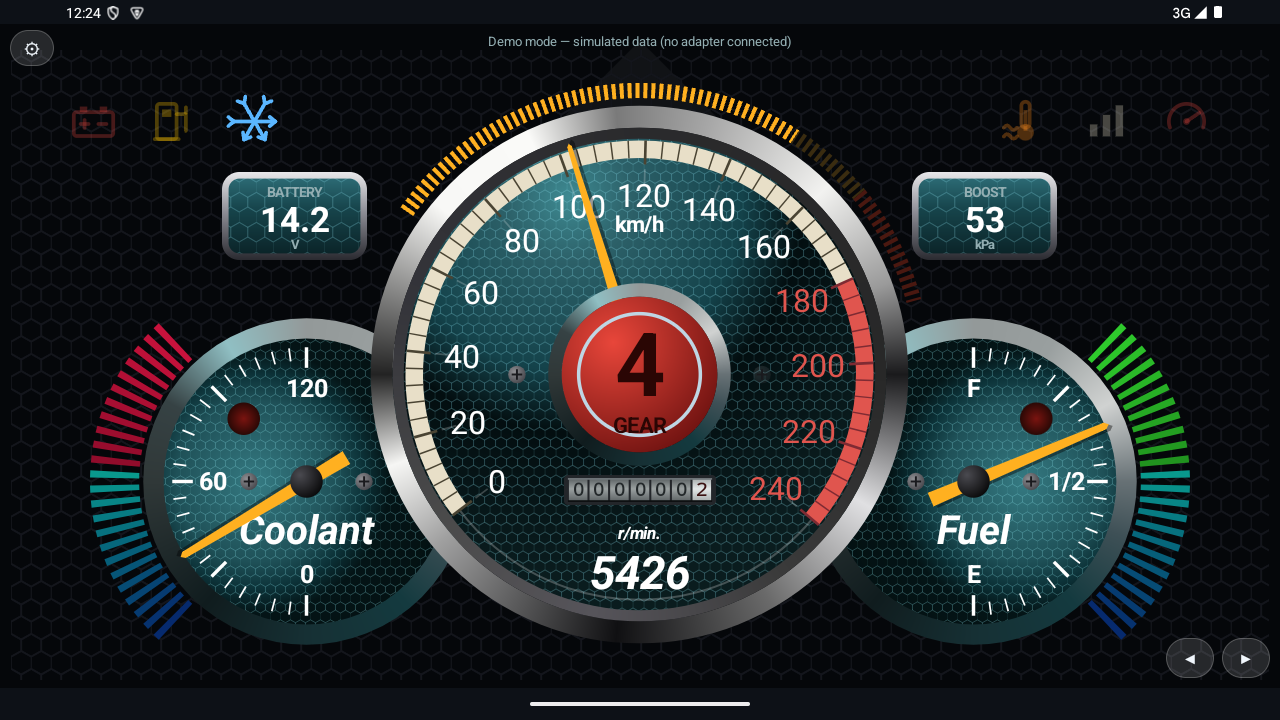RGB OBD Chrome Trio gauge design