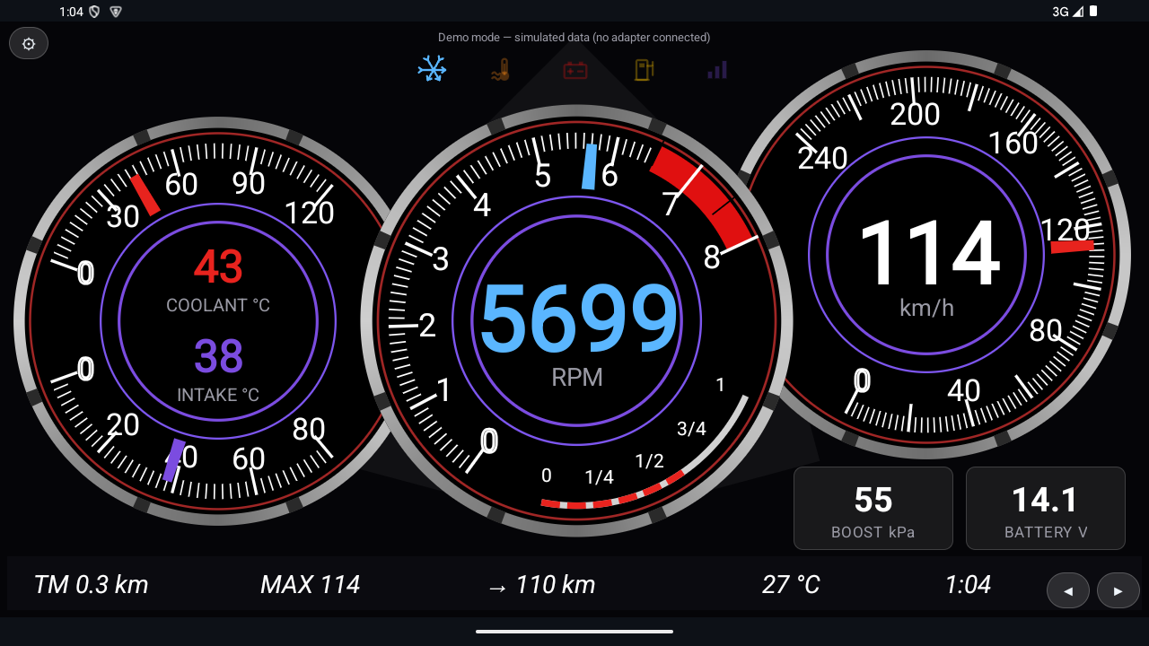RGB OBD Multi Dial gauge design