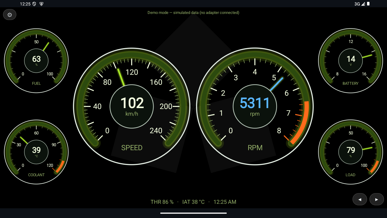 RGB OBD Muscle Green gauge design