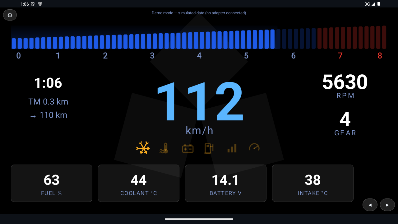 RGB OBD Neon Blue gauge design