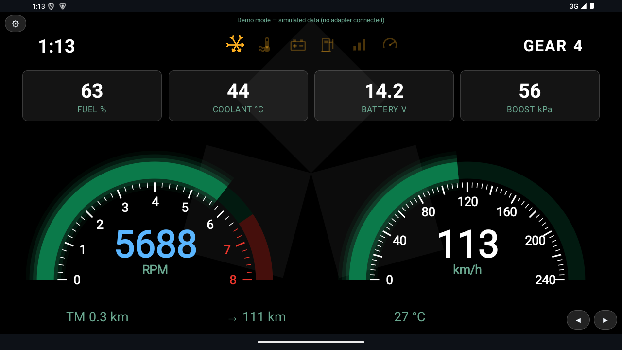 RGB OBD Neon Green gauge design