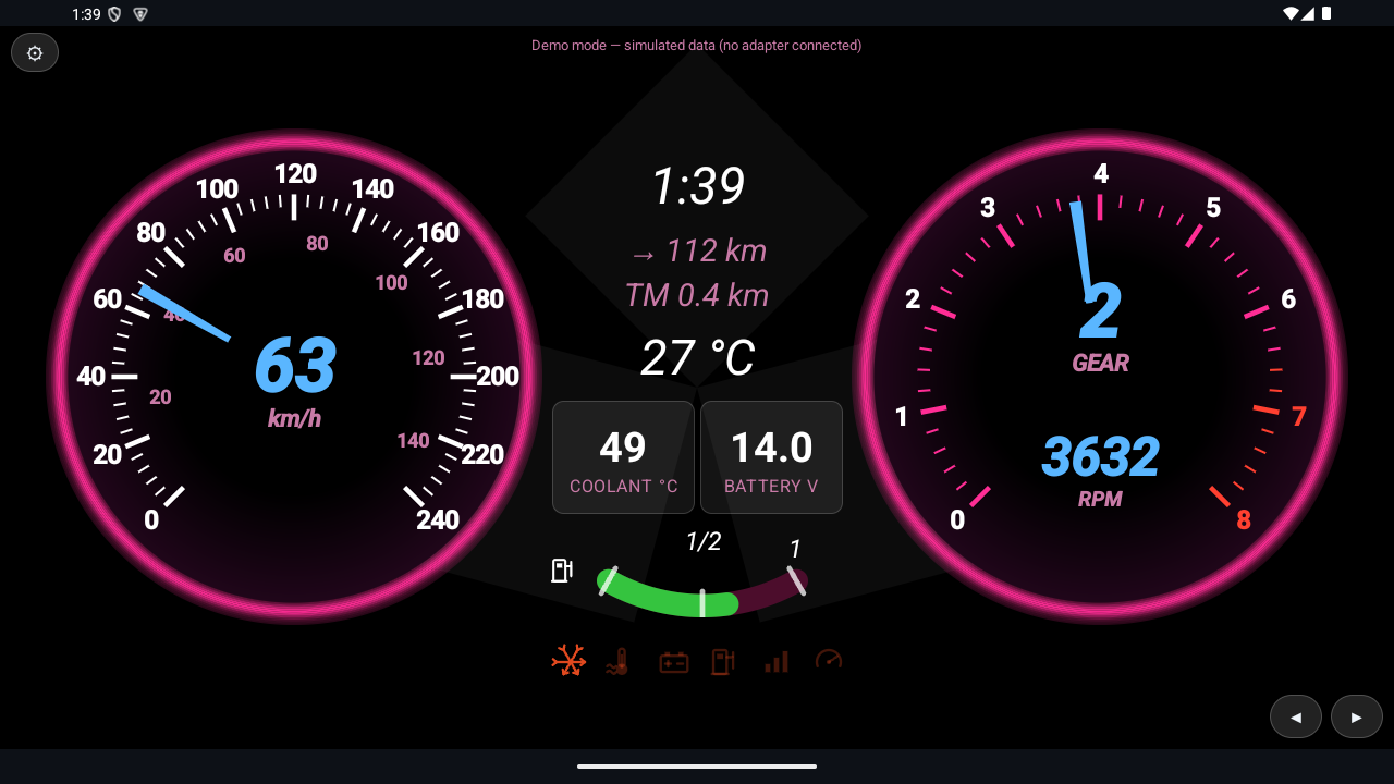 RGB OBD Neon Pink gauge design