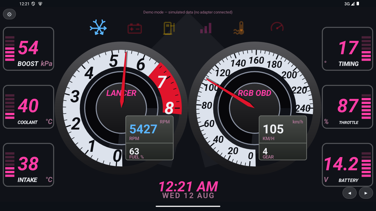 RGB OBD Race Silver gauge design