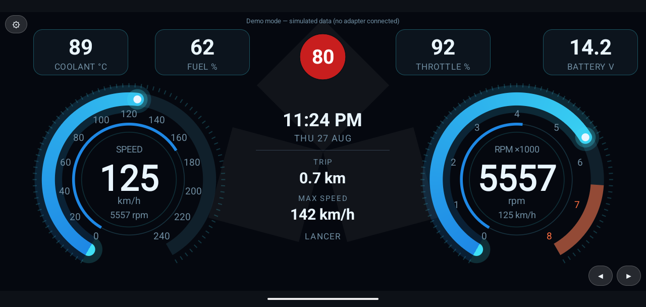 RGB OBD Halo Blue design over the limit, the 80 km/h sign pulsing red